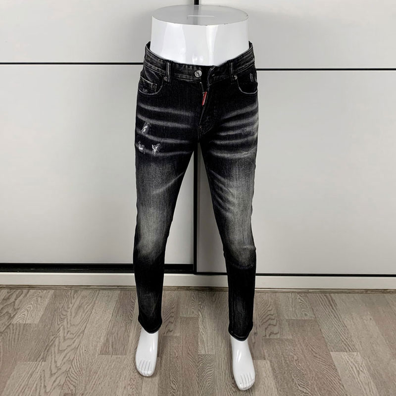 Men'S Fashion Grey Jeans - Street Fashion Heren Strakke Zwart Grijze