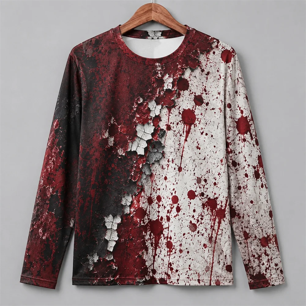 Mens Fashion Summer - 3D-print Halloween T-shirt met lange mouwen