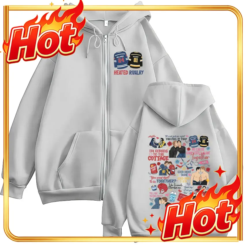 Mens Fashion Zip Up Hoodies - Verwarmde Hoodie met Rivalry Print en