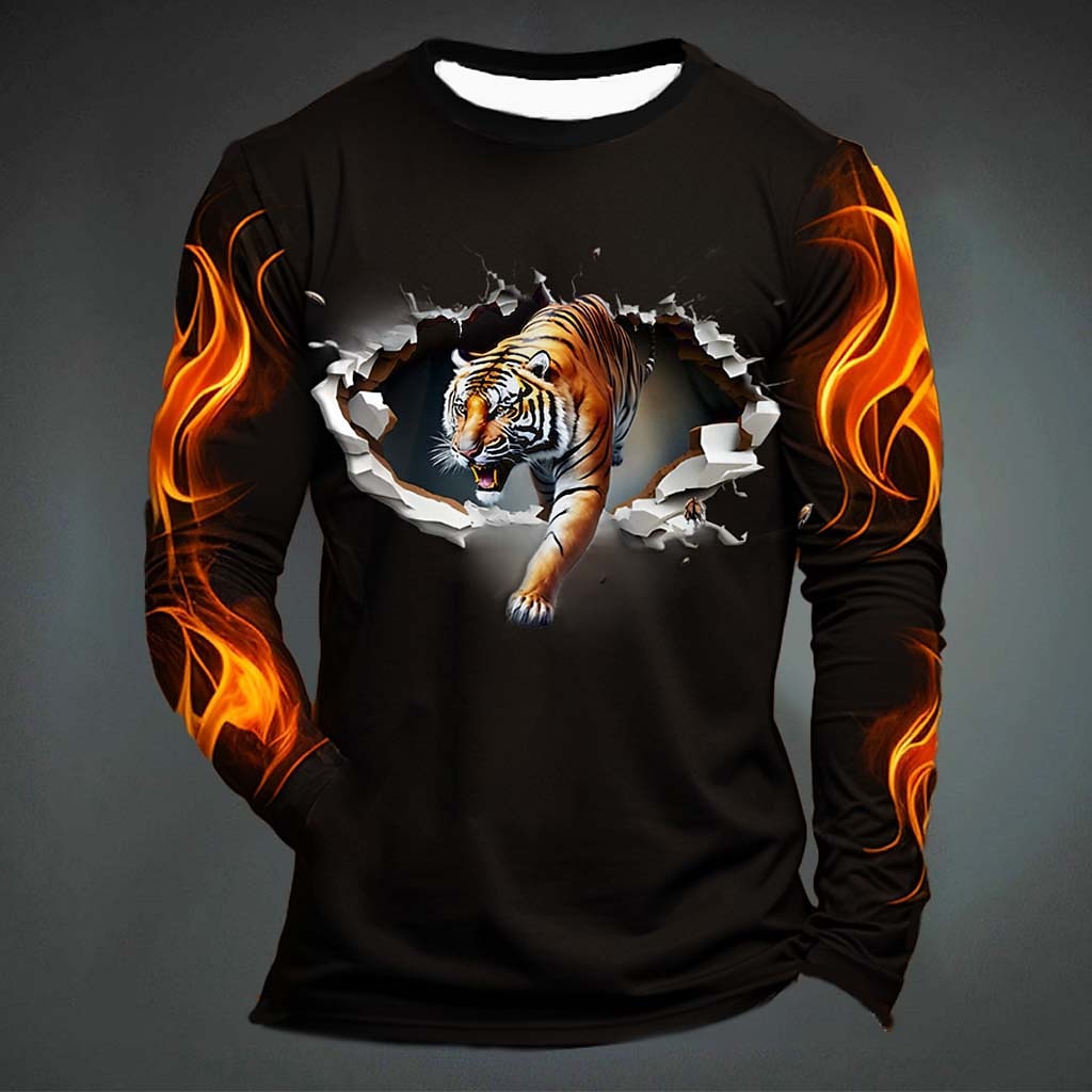 Mens Fashion Summer - Grappige Tijgerprint T-shirt Voor Mannen Casual