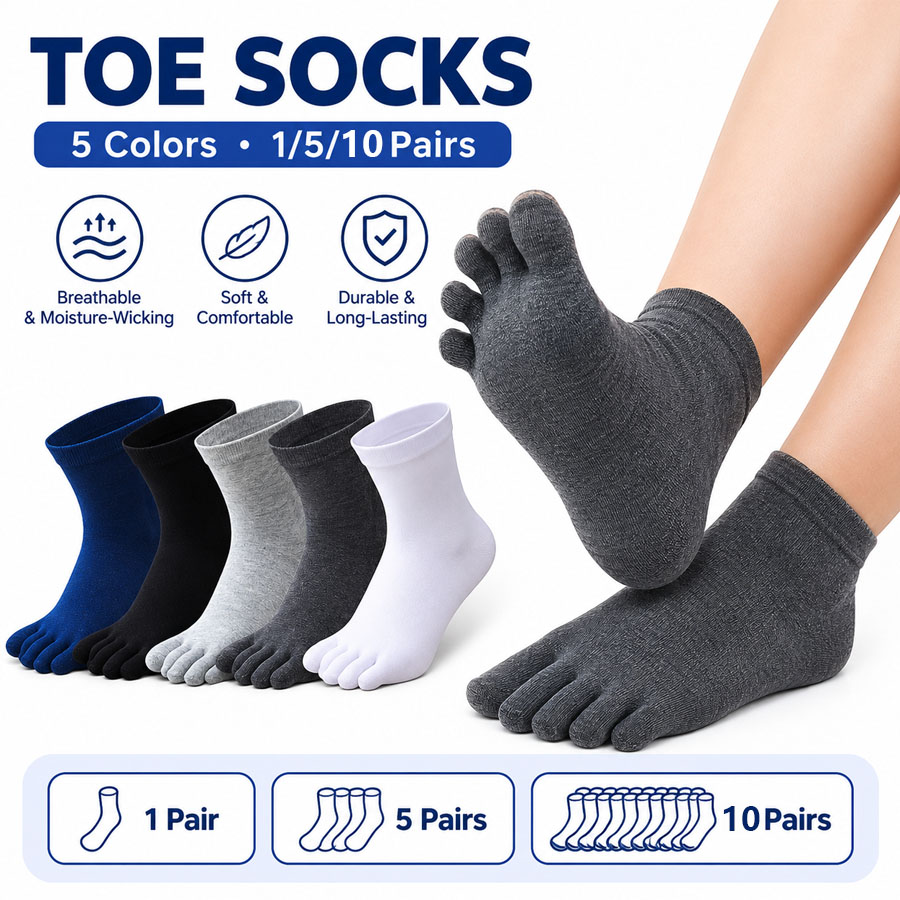 Socks Ankle Men - 1/5/12 paar unisex katoenen teensokken, ademende